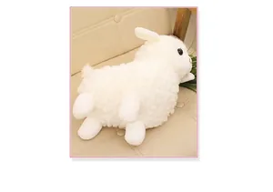 Bottom view detail of a soft fluffy white plush lamb toy for girls birthday gift