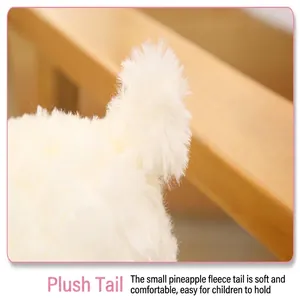 Detailed close-up showing the soft pineapple velvet texture of the plush sheep tail