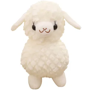 Soft white alpaca plush toy with curly fur, cute sheep doll for girls birthday gift