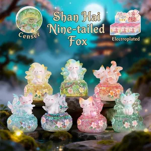 Mystical Shanhai nine-tailed fox crystal blind box figurines for cute desktop decor and car ornament