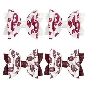 Barrettes à cheveux nœud pour enfants avec motif football pour les événements sportifs