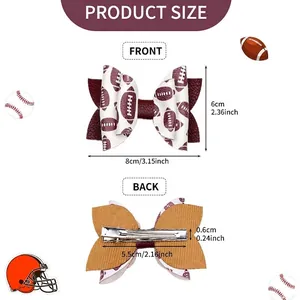 Vue détaillée du nœud papillon football avec dimensions de l'avant et de l'arrière.