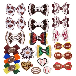 Lot de pinces à cheveux sportives avec nœuds de football et baseball pour filles