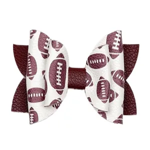 Lazo para el pelo con estampado de fútbol americano para niñas en color granate