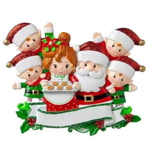 Décoration de Noël suspendue en acrylique personnalisée famille Père Noël pour sapin.