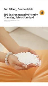 Detailed macro view of eco-friendly white EPS bead filling for Japanese floor cushions