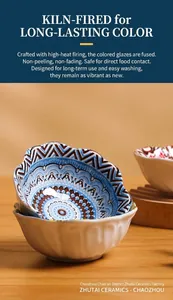 Close-up of Japanese ceramic sauce dish with intricate blue and brown patterns