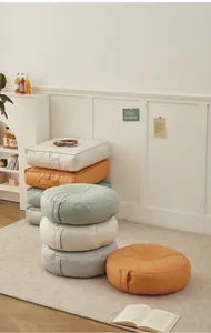Japanese style futon floor cushions in round and square shapes for tatami seating