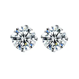 Elegante S925 Sterling Silber Vier-Krallen Ohrstecker mit funkelndem Zirkonia