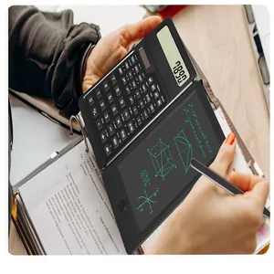 Portable scientific calculator with integrated LCD writing tablet and stylus for students