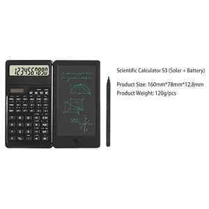 Portable S3 folding scientific calculator with solar power and digital LCD writing tablet