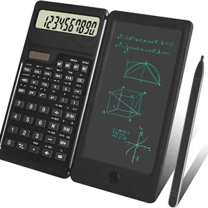 Portable solar scientific calculator with foldable LCD writing tablet and stylus