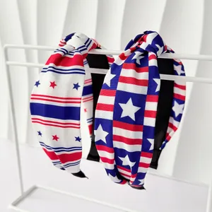 Serre-têtes larges à nœud avec motif drapeau américain pour fête de l'Indépendance
