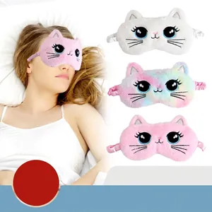 Cute plush cat-shaped sleep mask with soft embroidery for deep rest and travel.