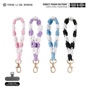 Hand Woven Daisy Phone Lanyard Strap Cotton Rope Keychain Hollow Flower Anti Lost Wrist Strap Women Accessories