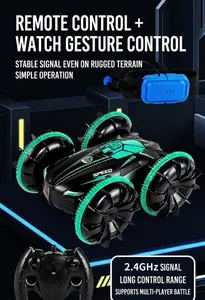 Amphibious stunt RC car set with remote controller and gesture sensor watch.