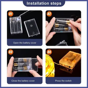 Detailed battery installation guide for the LED ribbon string light controller.