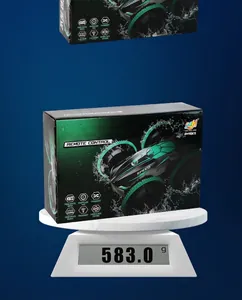 Detailed view of amphibious stunt RC car packaging with 583g weight and dimensions