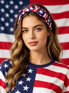 Bandeau croisé drapeau américain et t-shirt étoiles rayures fête nationale