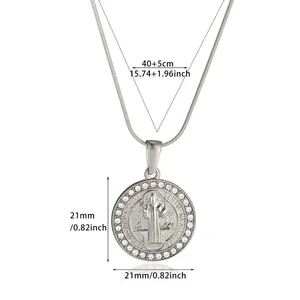 Size specifications of the silver portrait medal pendant necklace with crystal inlay