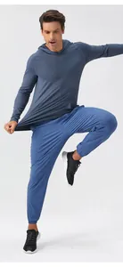 Men's slim-fit hooded sports sweatshirt and pants set for running and fitness.