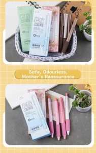 Set of 4 retractable soft grip quick-dry gel pens in pastel colors with 0.5mm tip
