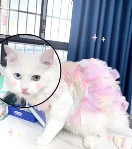 Rosa irisierendes Rüschen-Prinzessinnen-Hochzeitskleid für Katzen und Hunde