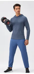 Professional slim fit men's moisture-wicking hooded sports top for gym and running