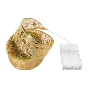Festive gold bronzed LED ribbon string lights for Christmas tree decoration and party