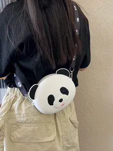 Cute cartoon panda silicone crossbody bag for kids and toddlers with adjustable strap