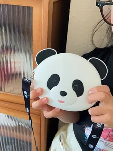 Cute cartoon panda shaped silicone crossbody bag and coin purse for children and toddlers