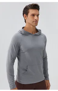 Men's slim-fit hooded sports sweatshirt with long sleeves for running and fitness