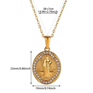 Detailed size guide for 18k gold plated stainless steel portrait pendant necklace