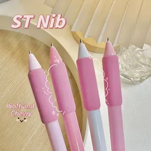 High-quality retractable gel pens with pink sponge grip and ST quick-dry needle point