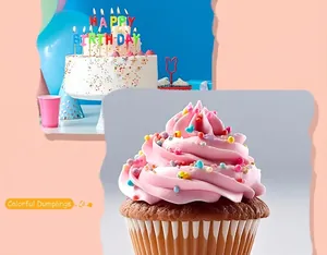 Dettaglio di un cupcake rosa decorato con granelli di zucchero colorati edibili