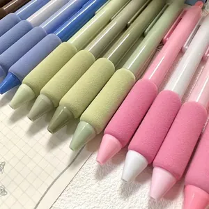 Colorful retractable gel pens with soft sponge grips for comfortable student writing