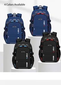 Durable large capacity school backpacks for boys in blue and black color options