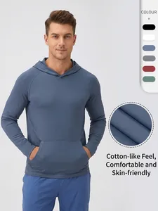 Men's Slim Fit Sports Hoodie Hooded Long Sleeve Workout Top Moisture Wicking Quick Dry Gym Fitness Running Training Sweatshirt