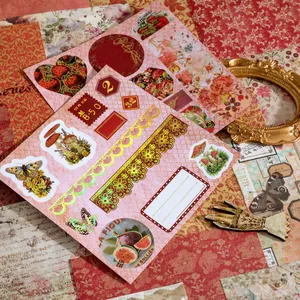 Adesivi per diario creativo vintage con motivi di funghi e farfalle in lamina d'oro per scrapbooking