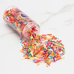 Codette arcobaleno colorate per decorazione torte e dolci in barattolo trasparente