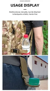 Tactical water bottle clip for outdoor hiking, belt and backpack hanging buckle