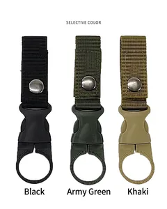 Professional outdoor tactical water bottle nylon clips in black, army green, and khaki