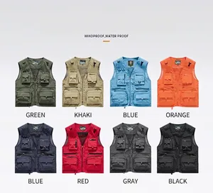Outdoor multi-pocket fishing vest in eight colors, windproof and waterproof fabric