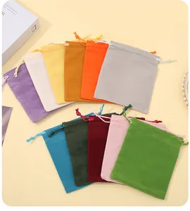 Assorted colorful velvet drawstring pouches for jewelry storage and gift packaging