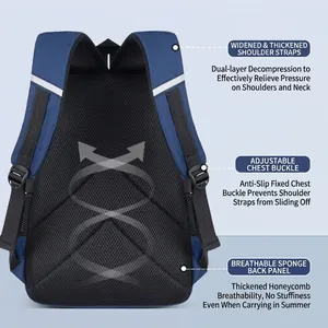 Large capacity boys school backpack with breathable back padding and wide straps