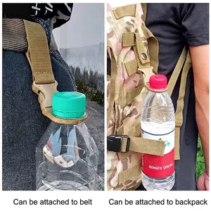 Tactical water bottle holder clip for belt and backpack attachment, outdoor hiking gear