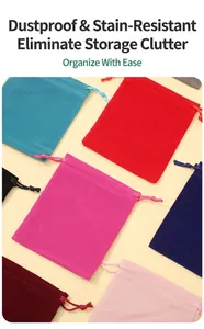 Macro view of colorful velvet drawstring pouches for jewelry storage and organization