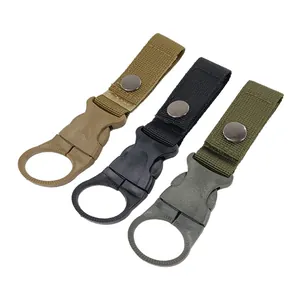 Set of outdoor water bottle buckles in khaki black and green for hiking and backpacks