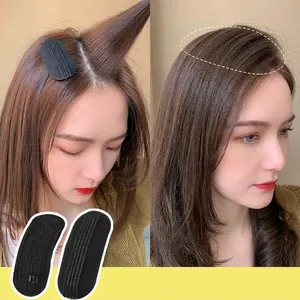 Comparison showing how to use a black hair root volumizing padding clip for high skull top