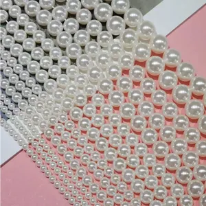 High Gloss White Artificial Pearl Beads For DIY Jewelry Making Round Opaque South Sea Style Loose Shell Imitation Pearl Findings